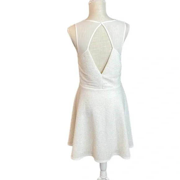Bar III Sleeveless Above Knee Mini Dress White Glitter Womens XL Bride Bridal - Picture 4 of 10